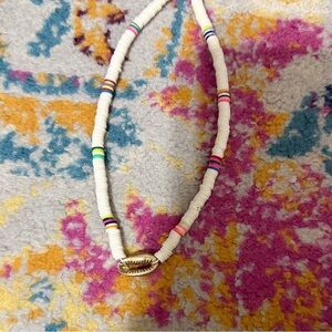 Colorful Beaded Necklace with Shell Pendant